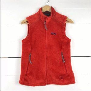 Patagonia orange fleece zip up vest